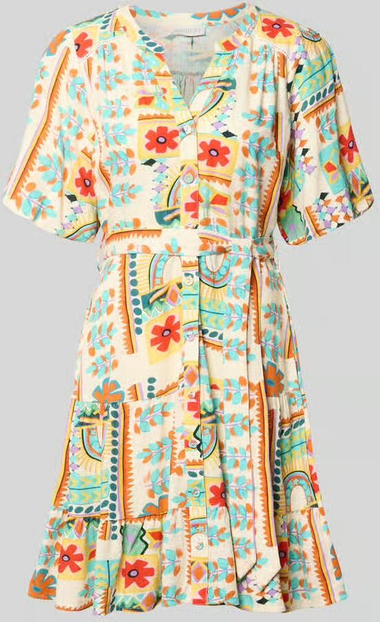 Apricot Mini-jurk van viscosemix met linnengehalte - Foto 2