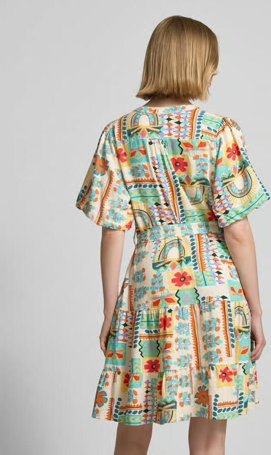 Apricot Mini-jurk van viscosemix met linnengehalte - Foto 4