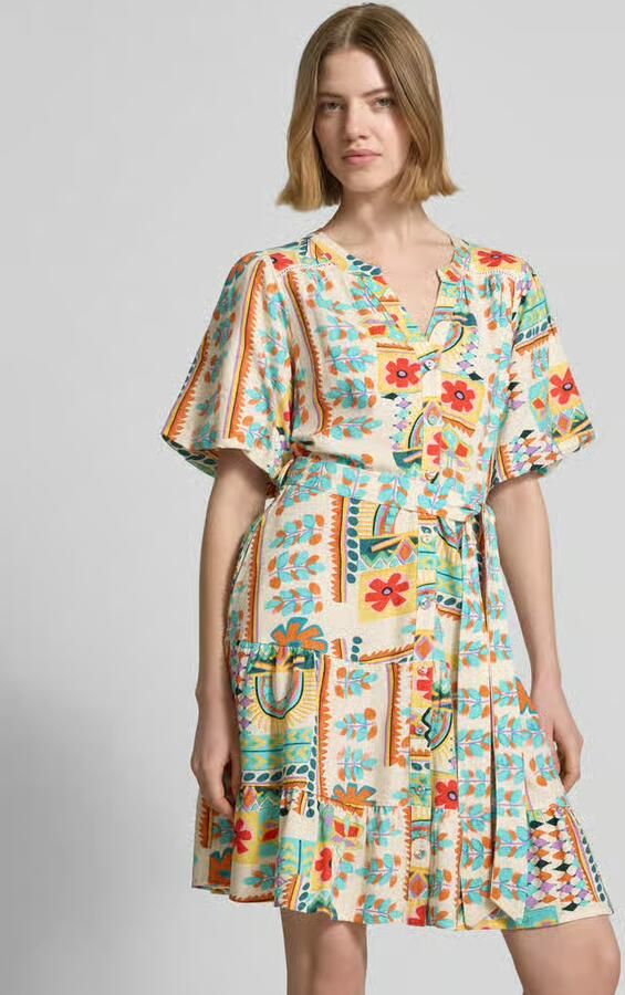 Apricot Mini-jurk van viscosemix met linnengehalte - Foto 2