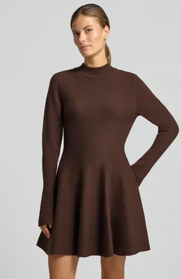 Apricot Mini-jurk van viscosemix met opstaande kraag - Foto 2