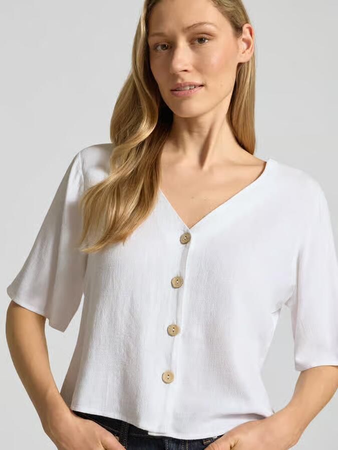 Apricot Overhemdblouse van viscosemix met linnen-aandeel