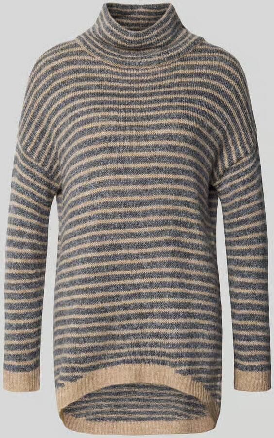 Apricot Gebreide pullover met streepmotief en verlengd rugpand - Foto 2