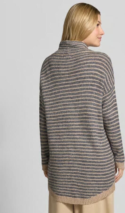 Apricot Gebreide pullover met streepmotief en verlengd rugpand - Foto 5