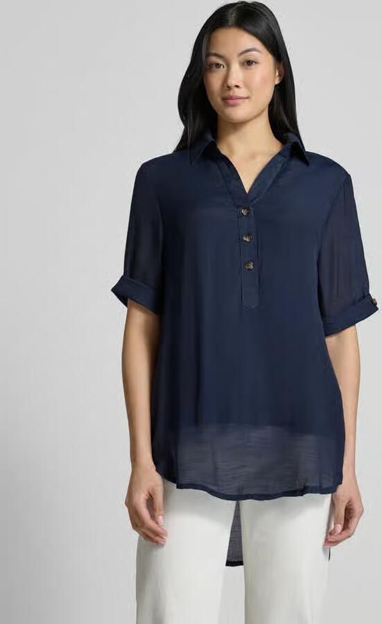 Apricot relaxed fit blouse van viscosemix met platte kraag - Foto 5