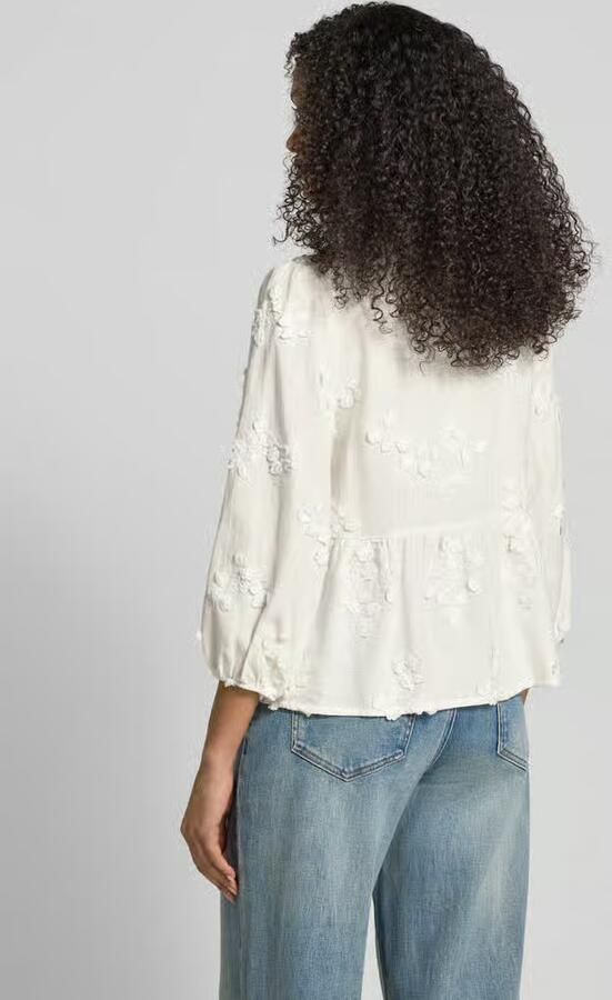 Apricot Regular fit blouse van mix van viscose en linnen met vetersluiting - Foto 4