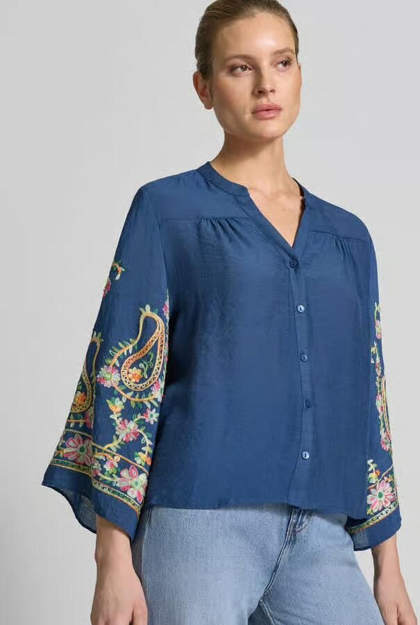 Apricot regular fit blouse van viscosemix met stitchings - Foto 2