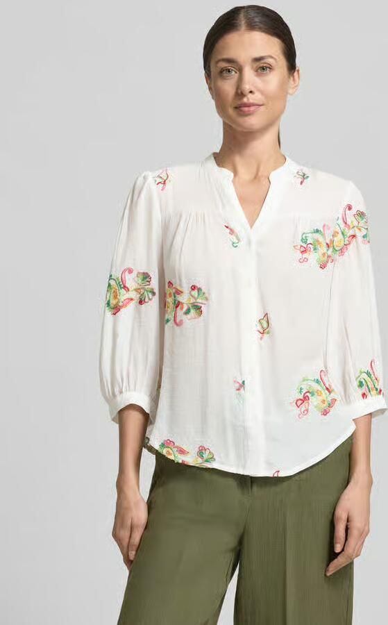 Apricot regular fit blouse van viscosemix met stitchings - Foto 4