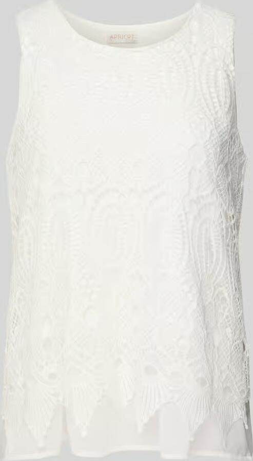 Apricot Blousetop in effen design met broderie anglaise