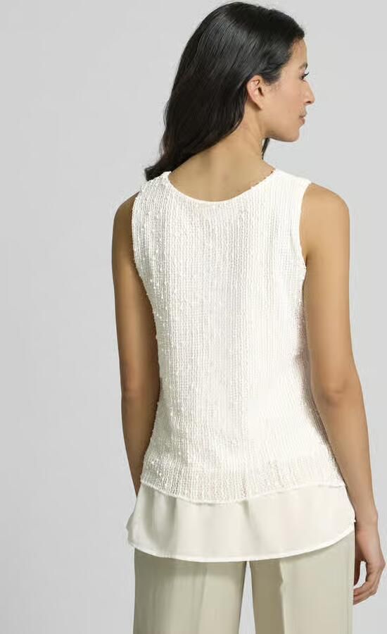 Apricot Blousetop in effen design met broderie anglaise - Foto 2