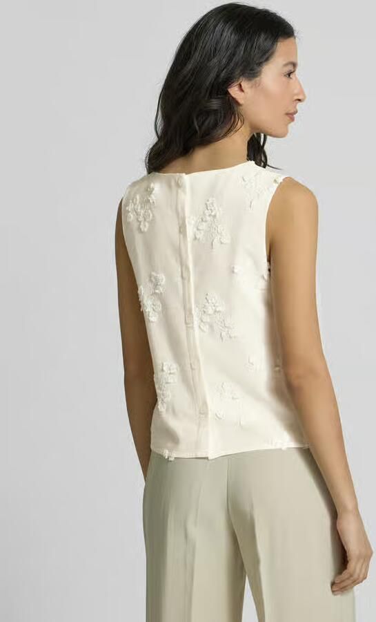 Apricot Blousetop van mix van viscose en linnen met stitchings