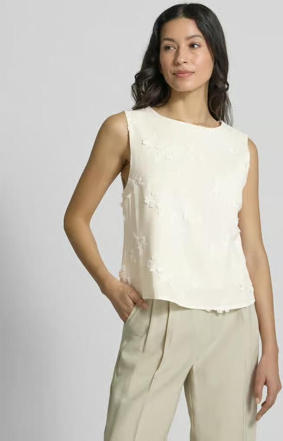 Apricot Blousetop van mix van viscose en linnen met stitchings - Foto 2
