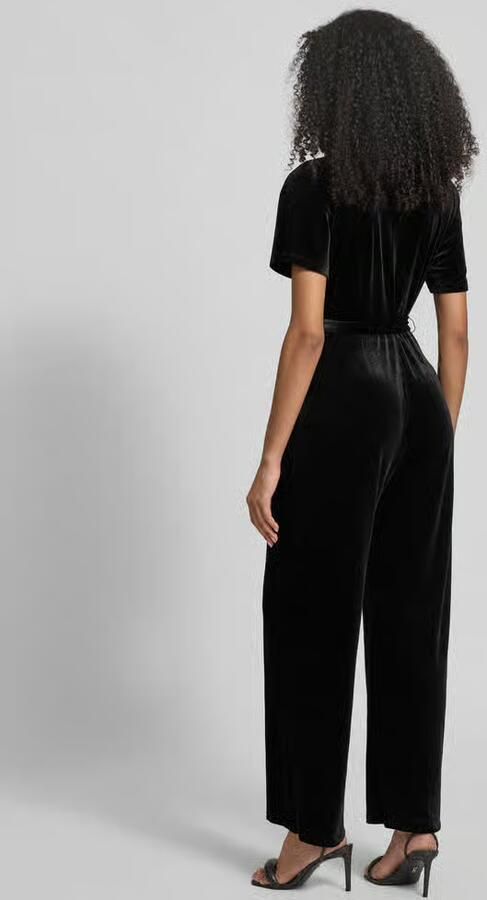 Apricot Jumpsuit in glanzende look met strikceintuur - Foto 3