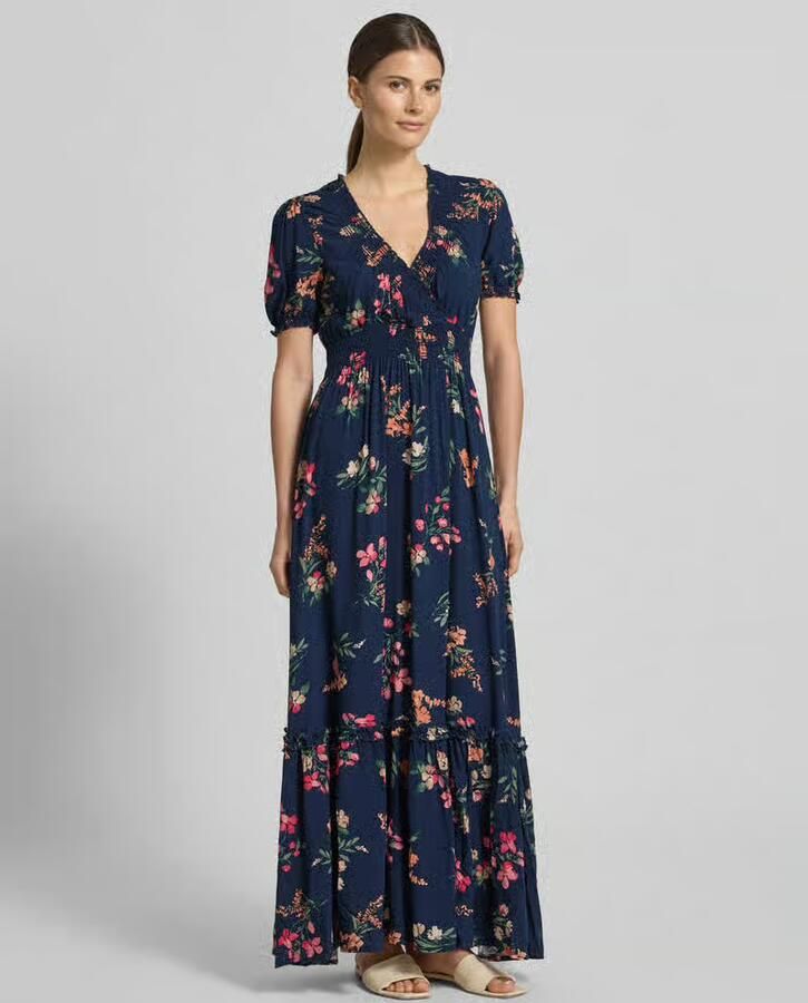 Apricot regular fit maxi-jurk van pure viscose met V-hals - Foto 2