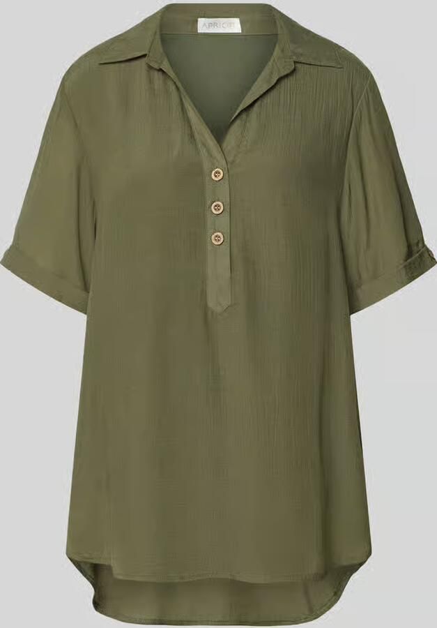 Apricot relaxed fit blouse van viscosemix met platte kraag - Foto 2