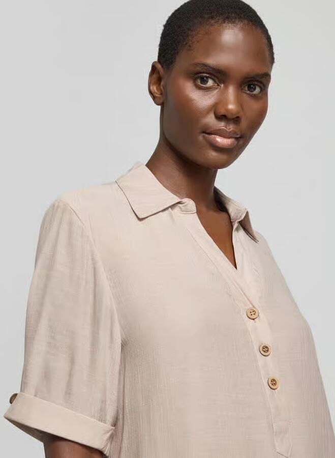 Apricot relaxed fit blouse van viscosemix met platte kraag