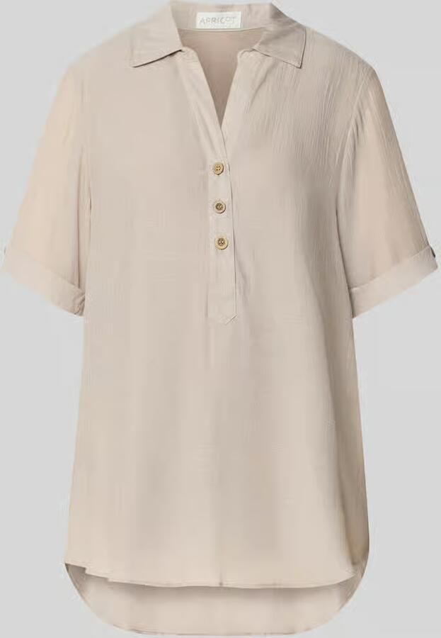 Apricot relaxed fit blouse van viscosemix met platte kraag - Foto 2