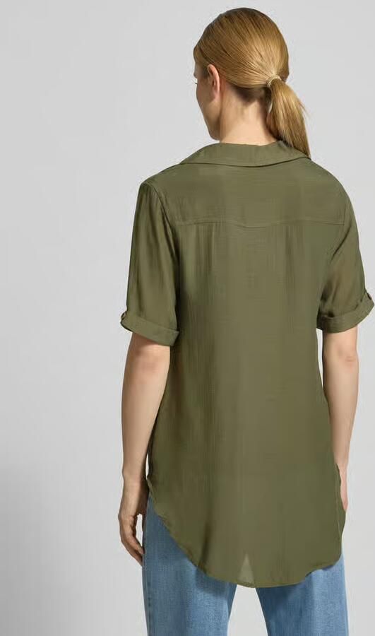 Apricot relaxed fit blouse van viscosemix met platte kraag - Foto 4