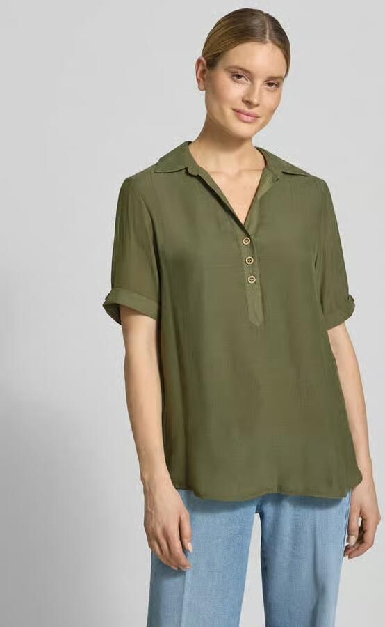 Apricot relaxed fit blouse van viscosemix met platte kraag - Foto 3