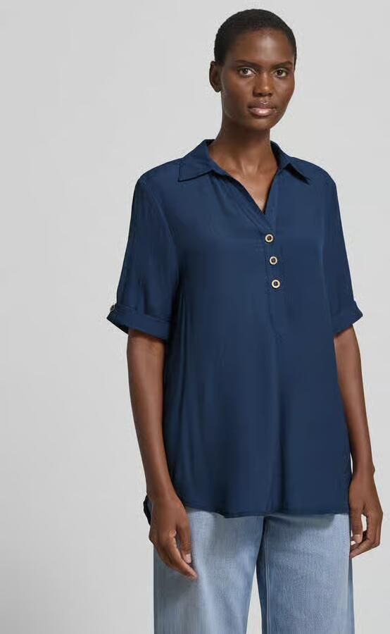 Apricot relaxed fit blouse van viscosemix met platte kraag - Foto 4