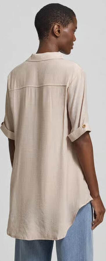 Apricot relaxed fit blouse van viscosemix met platte kraag - Foto 5