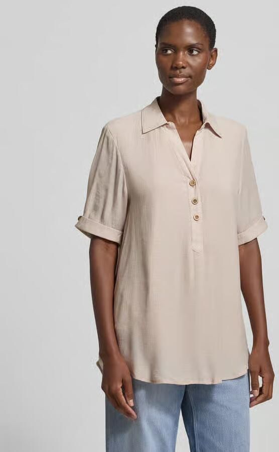 Apricot relaxed fit blouse van viscosemix met platte kraag - Foto 3