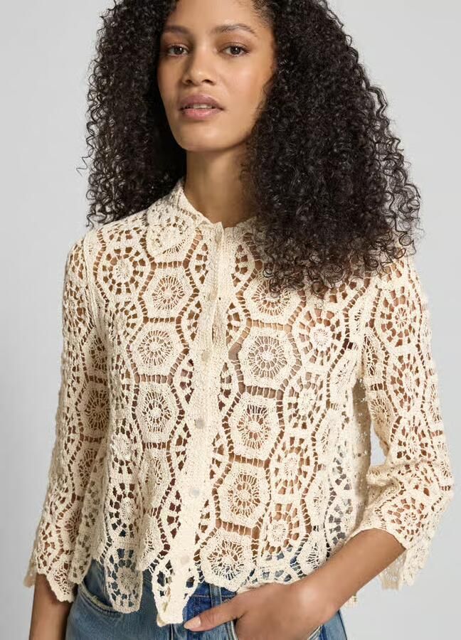 Apricot Slim fit blouse van gehaakt kant - Foto 2