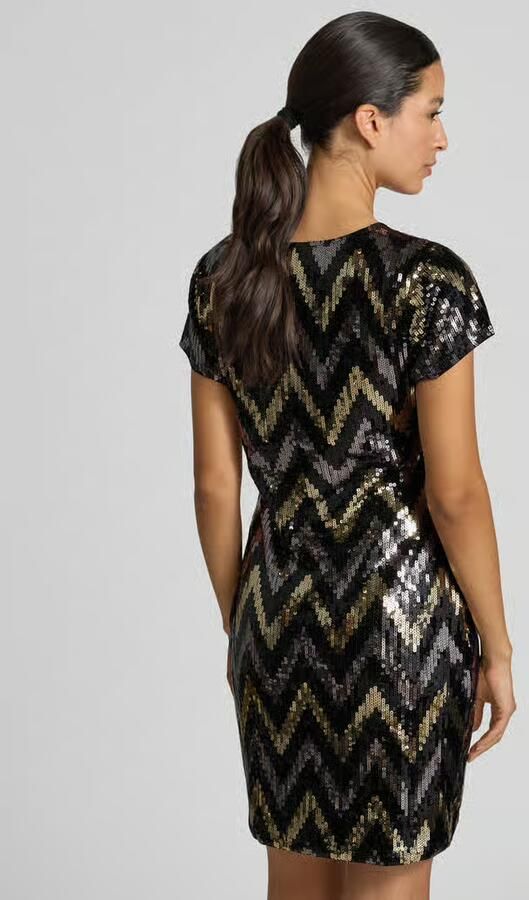 Apricot Slim Fit mini-jurk met all-over pailletten - Foto 3
