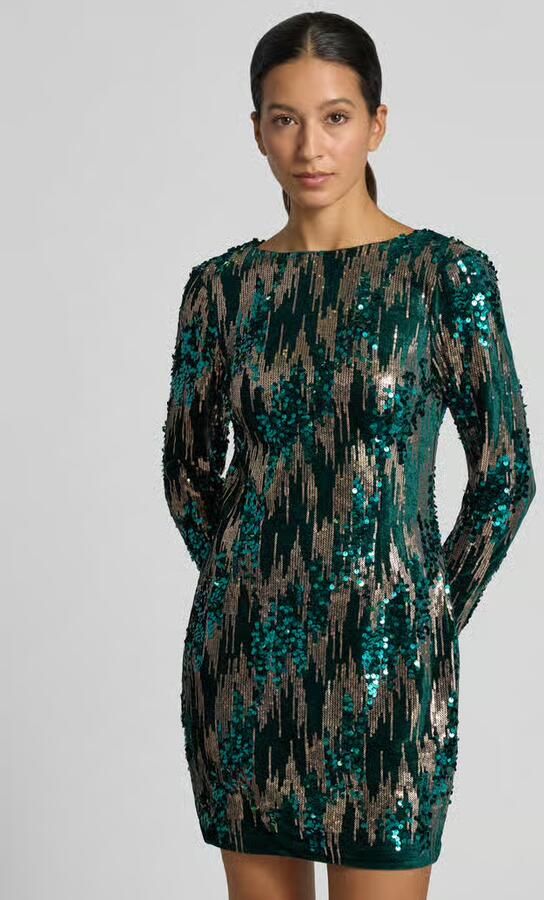 Apricot Slim Fit mini-jurk met all-over pailletten - Foto 3