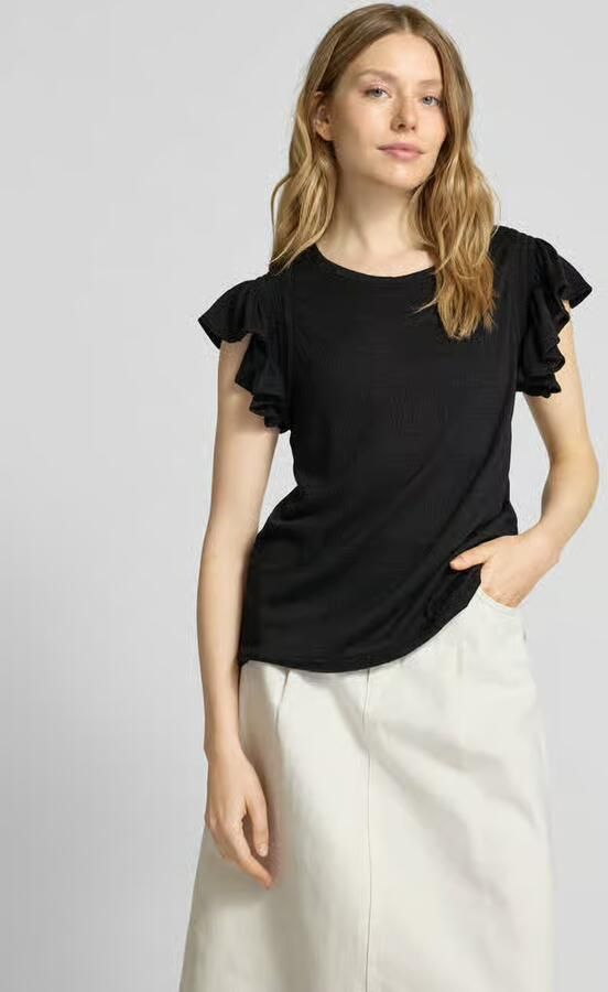 Apricot T-shirt met structuurmotief - Foto 2