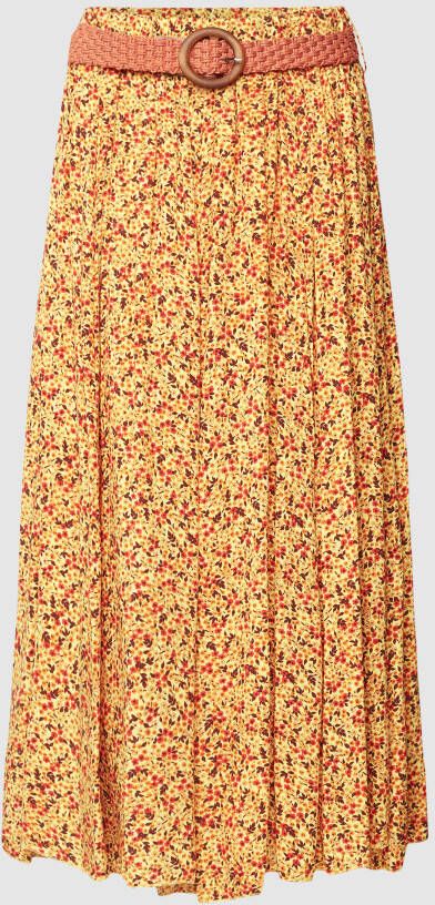 Apricot Midirok met riem in gevlochten look