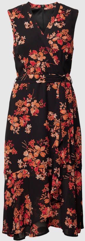 Apricot Mini-jurk met all-over bloemenmotief
