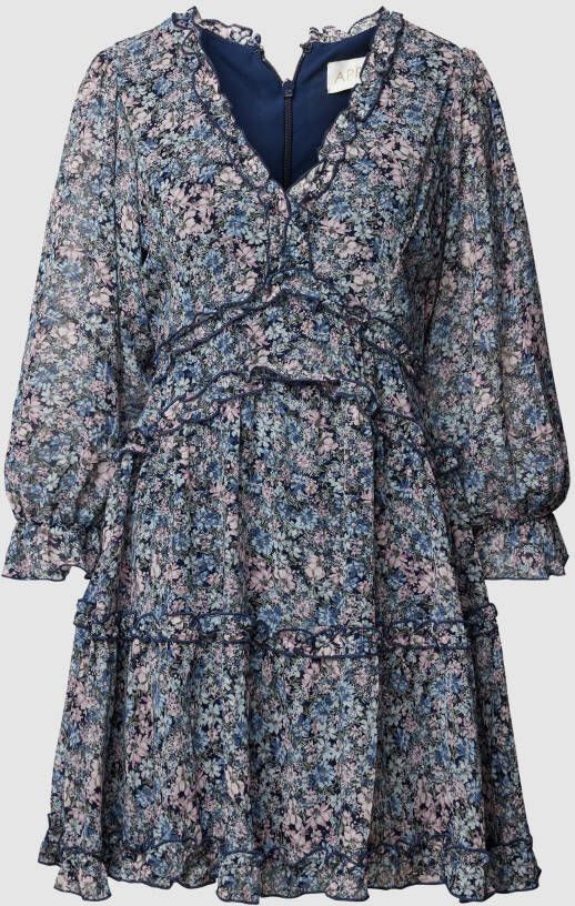 Apricot Mini-jurk met all-over motief en ruches