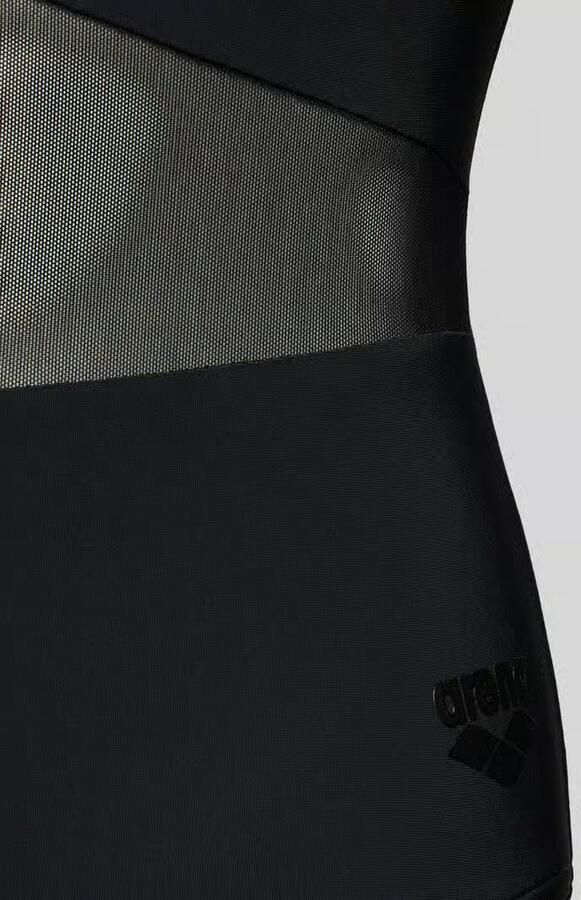 Arena slim fit badpak met semitransparante delen