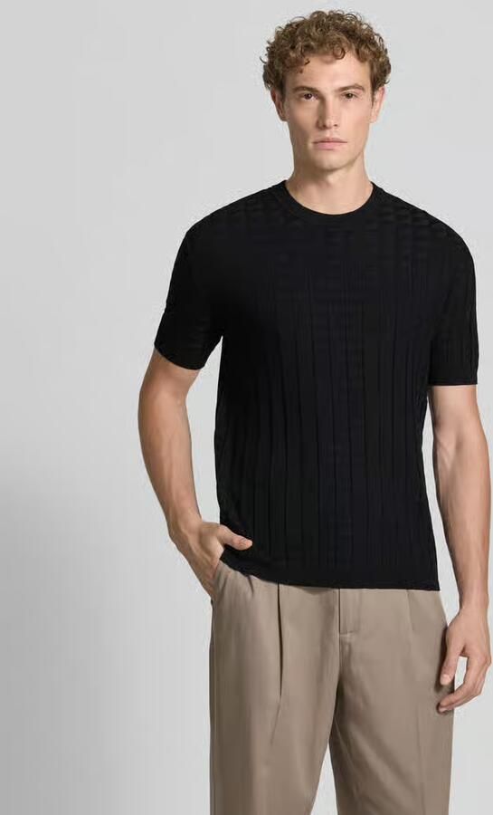 Armani Exchange Gebreid shirt van viscosemix met structuurpatroon - Foto 2