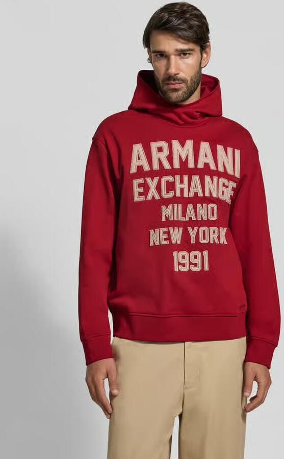 Armani Exchange Hoodie met labelstiksels - Foto 3