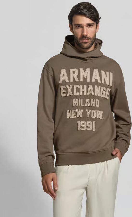 Armani Exchange Hoodie met labelstiksels - Foto 3