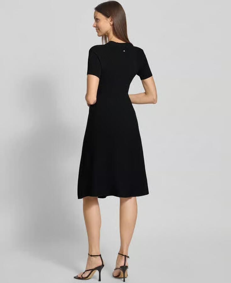 Armani Exchange Knielange gebreide jurk in riblook met 1 2-mouwen