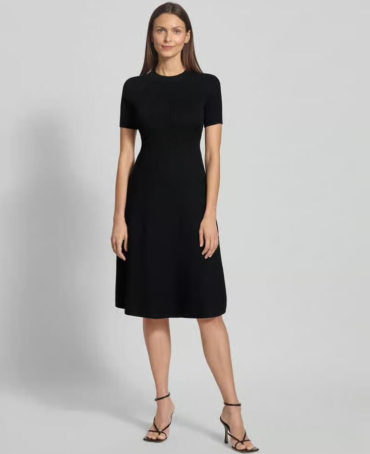 Armani Exchange Knielange gebreide jurk in riblook met 1 2-mouwen - Foto 2