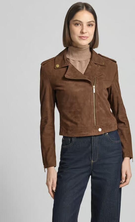 Armani Exchange Leren jack met platte kraag en ritssluiting - Foto 3