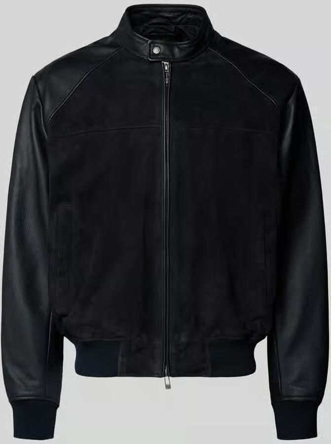 Armani Exchange Leren jack met tweewegritssluiting en steekzakken - Foto 2