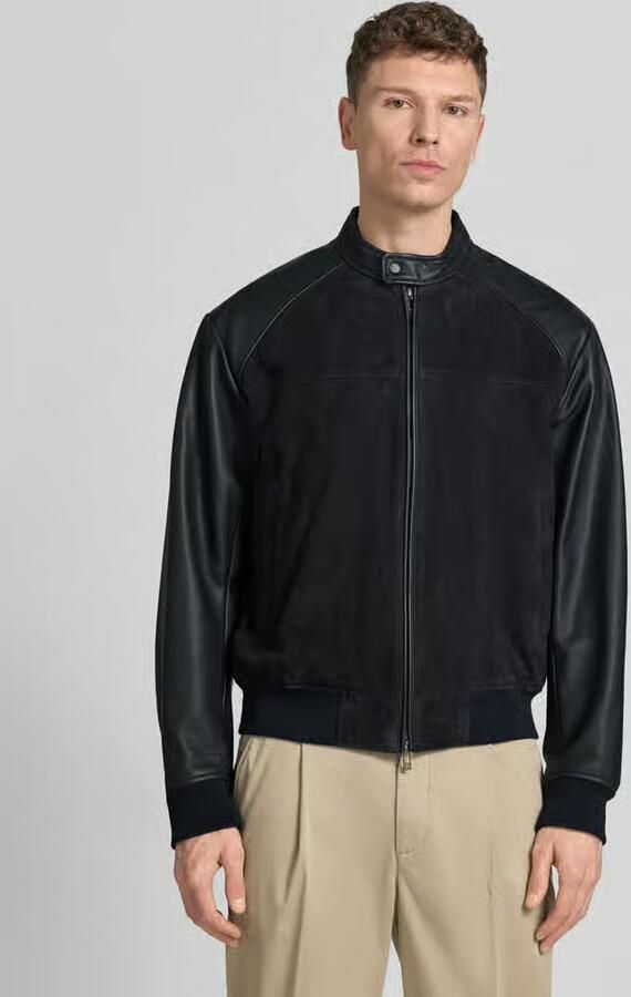 Armani Exchange Leren jack met tweewegritssluiting en steekzakken - Foto 3