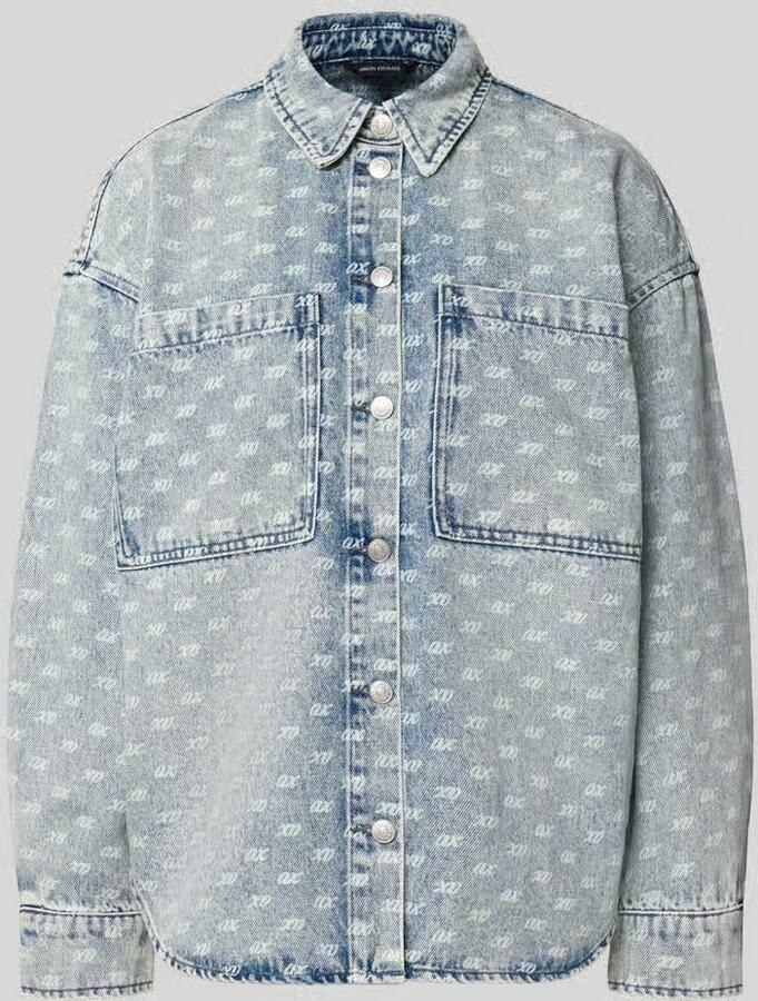Armani Exchange oversized jeansblouse met alpaca-aandeel