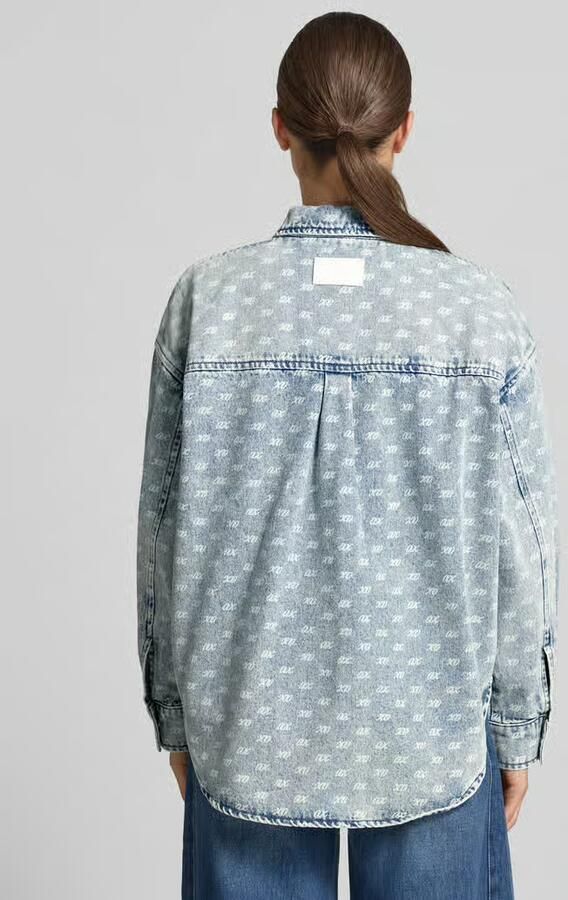 Armani Exchange oversized jeansblouse met alpaca-aandeel - Foto 2