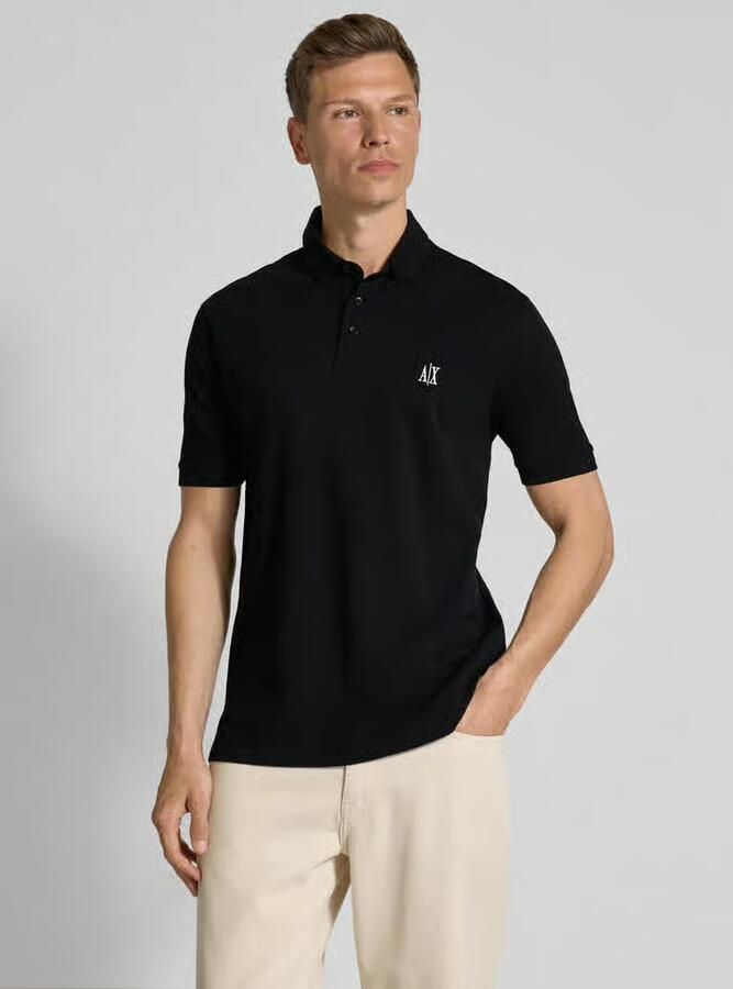 Armani Exchange Essentiële Zwarte Polo Shirt met Korte Mouwen Black Heren - Foto 2