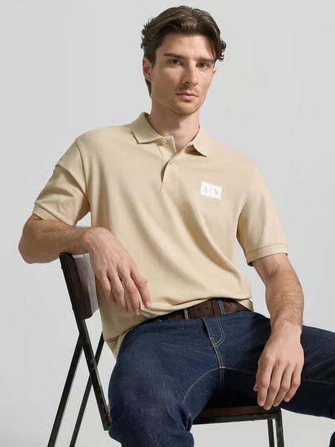 Armani Exchange regular fit poloshirt met knoopsluiting