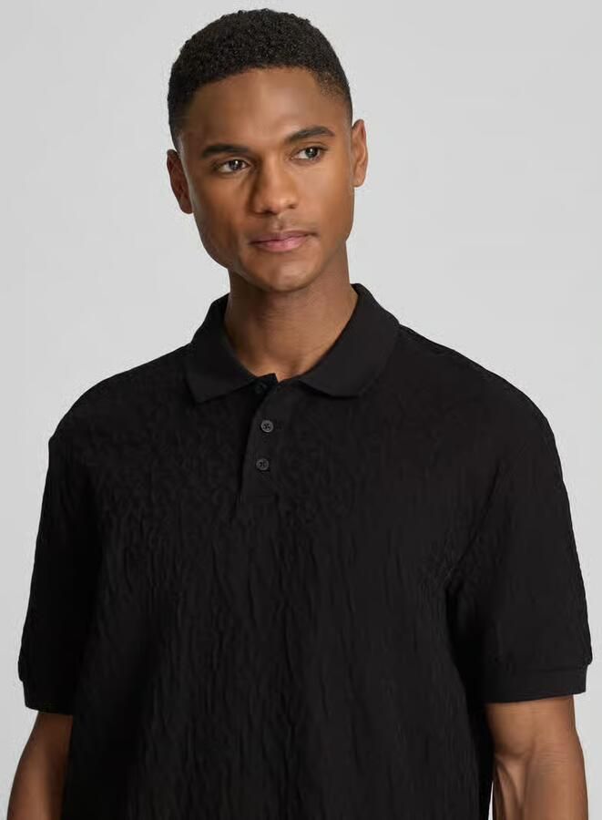 Armani Exchange regular fit poloshirt met structuurpatroon