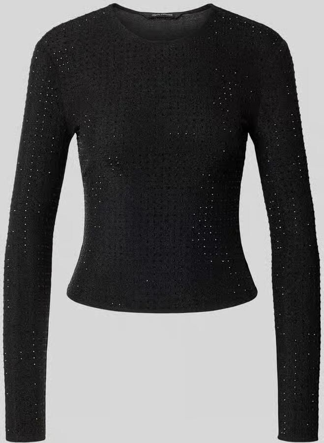 Armani Exchange Slim fit shirt met lange mouwen met strass-steentjes