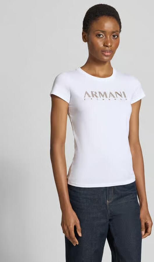 Armani Exchange slim fit T-shirt met labelprint - Foto 3