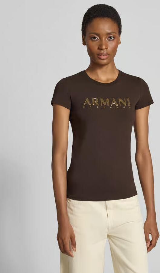 Armani Exchange slim fit T-shirt met labelprint - Foto 3
