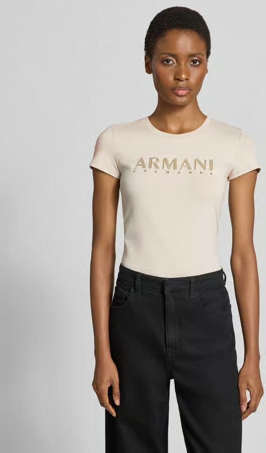 Armani Exchange slim fit T-shirt met labelprint - Foto 3